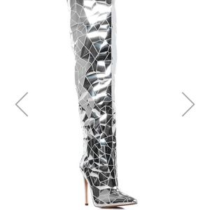 Azalea Wang Shattered Metallic Stiletto Boot